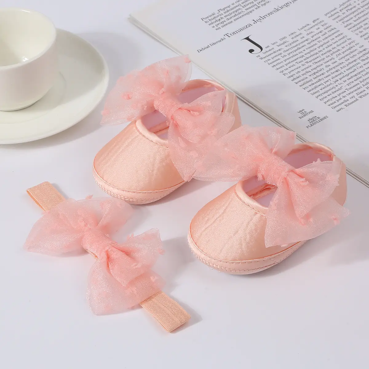 Baby Bow Hair Shoes Yellow New Princess Dress