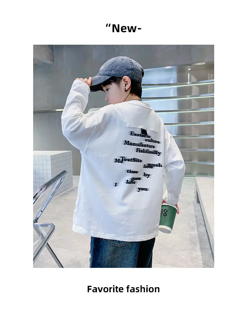 Spring Medium Large Boys White T-Shirt with Crown Print — feature 14