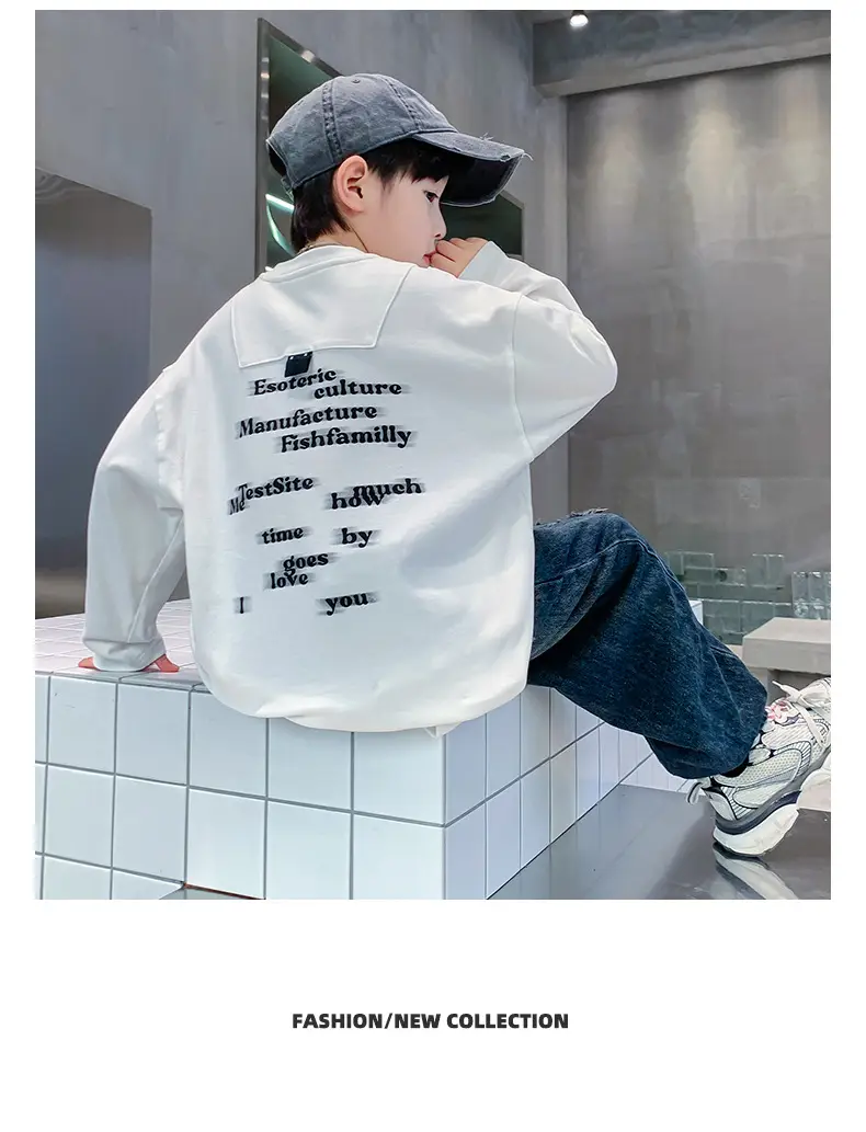 Spring Medium Large Boys White T-Shirt with Crown Print — feature 18