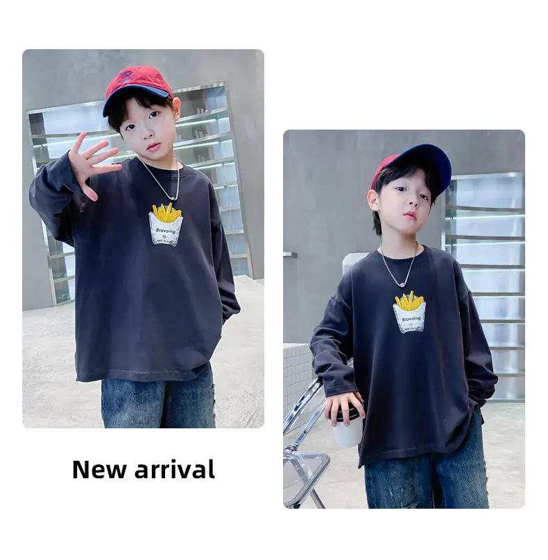 Spring Medium Large Boys White T-Shirt with Crown Print — feature 21