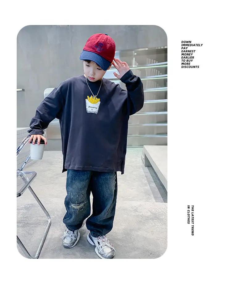 Spring Medium Large Boys White T-Shirt with Crown Print — feature 23