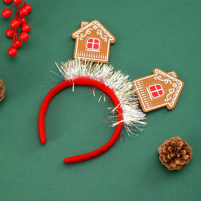 Christmas Cartoon Headbands Red Gold Party Decor - Image 3