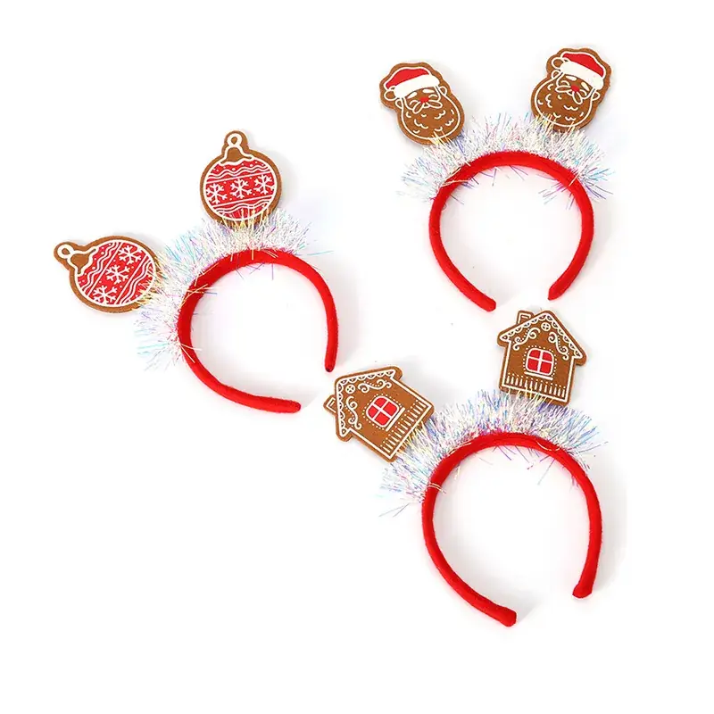 Christmas Cartoon Headbands Red Gold Party Decor - Image 5