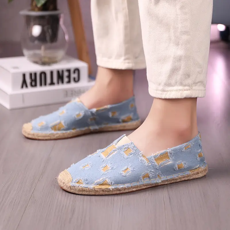 New Factory Direct Fashion Casual Men's and Women's Shoes Straw Shoes Fisherman Slip-on Canvas Breathable Lazy Shoes