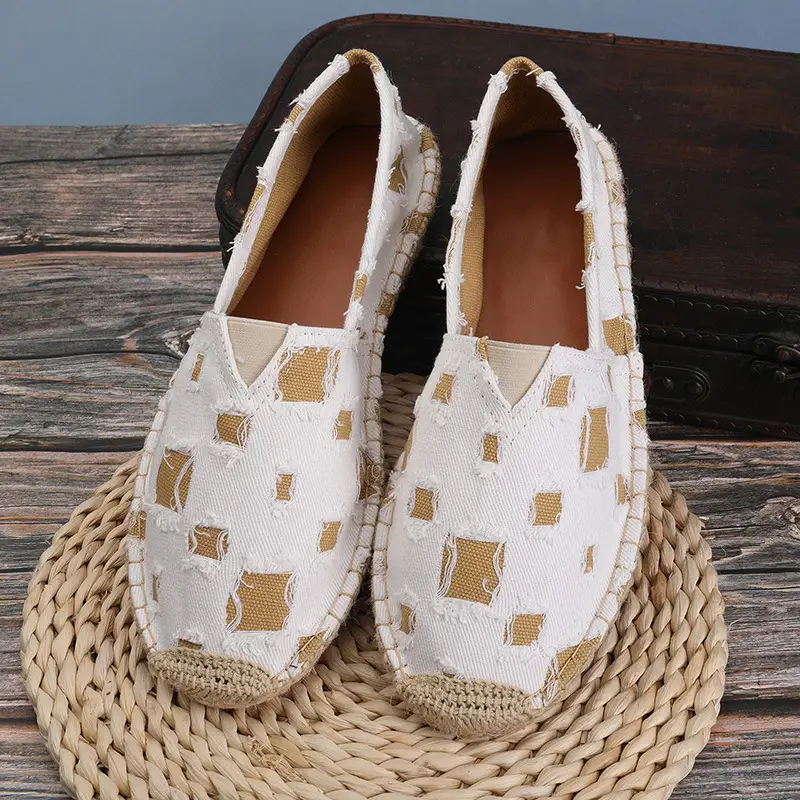 New Factory Direct Fashion Casual Men's and Women's Shoes Straw Shoes Fisherman Slip-on Canvas Breathable Lazy Shoes