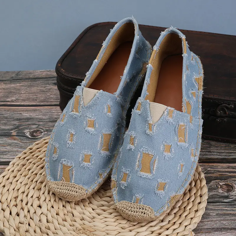New Factory Direct Fashion Casual Men's and Women's Shoes Straw Shoes Fisherman Slip-on Canvas Breathable Lazy Shoes