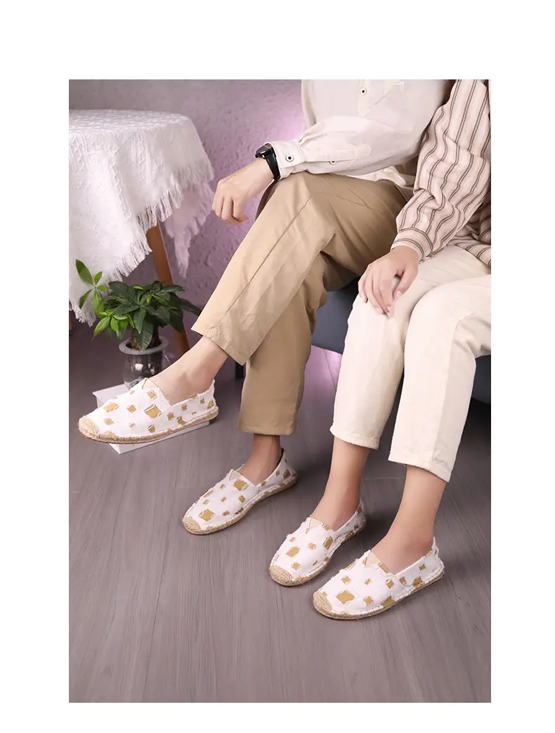 New Factory Direct Fashion Casual Men's and Women's Shoes Straw Shoes Fisherman Slip-on Canvas Breathable Lazy Shoes — feature 14