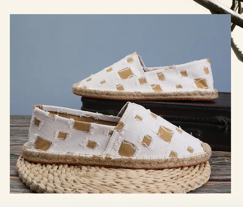New Factory Direct Fashion Casual Men's and Women's Shoes Straw Shoes Fisherman Slip-on Canvas Breathable Lazy Shoes — feature 8