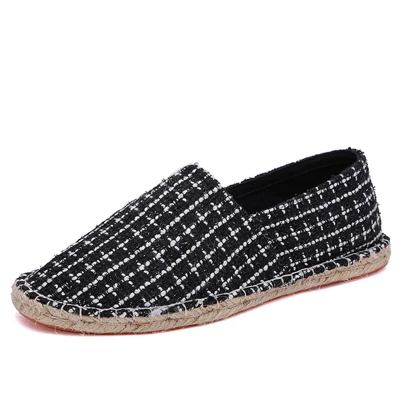 New Factory Direct Fashion Casual Men's and Women's Shoes Straw Shoes Fisherman Slip-on Canvas Breathable Lazy Shoes