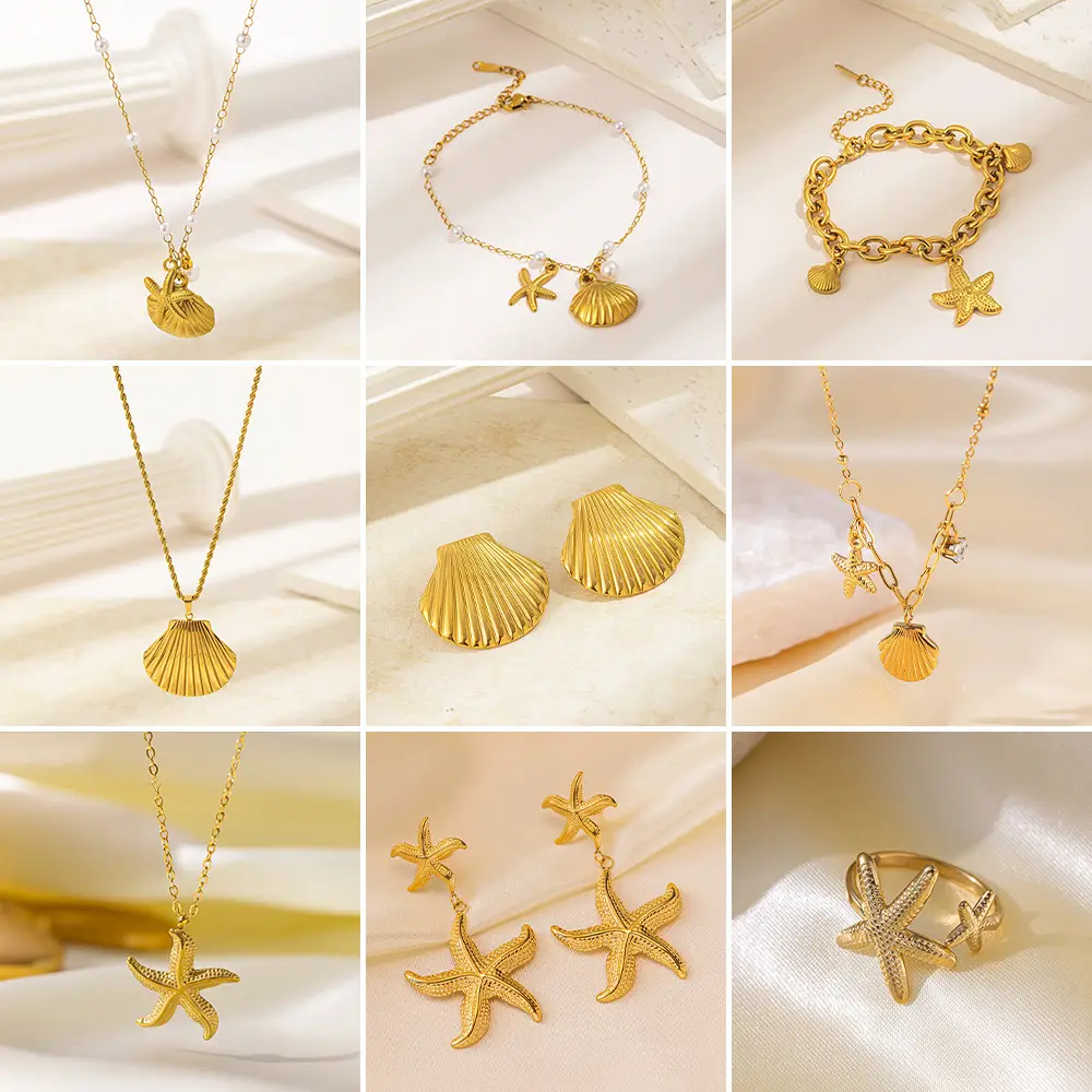 Cross-Border Starfish Shell Necklace for Women 18K Gold — feature 4