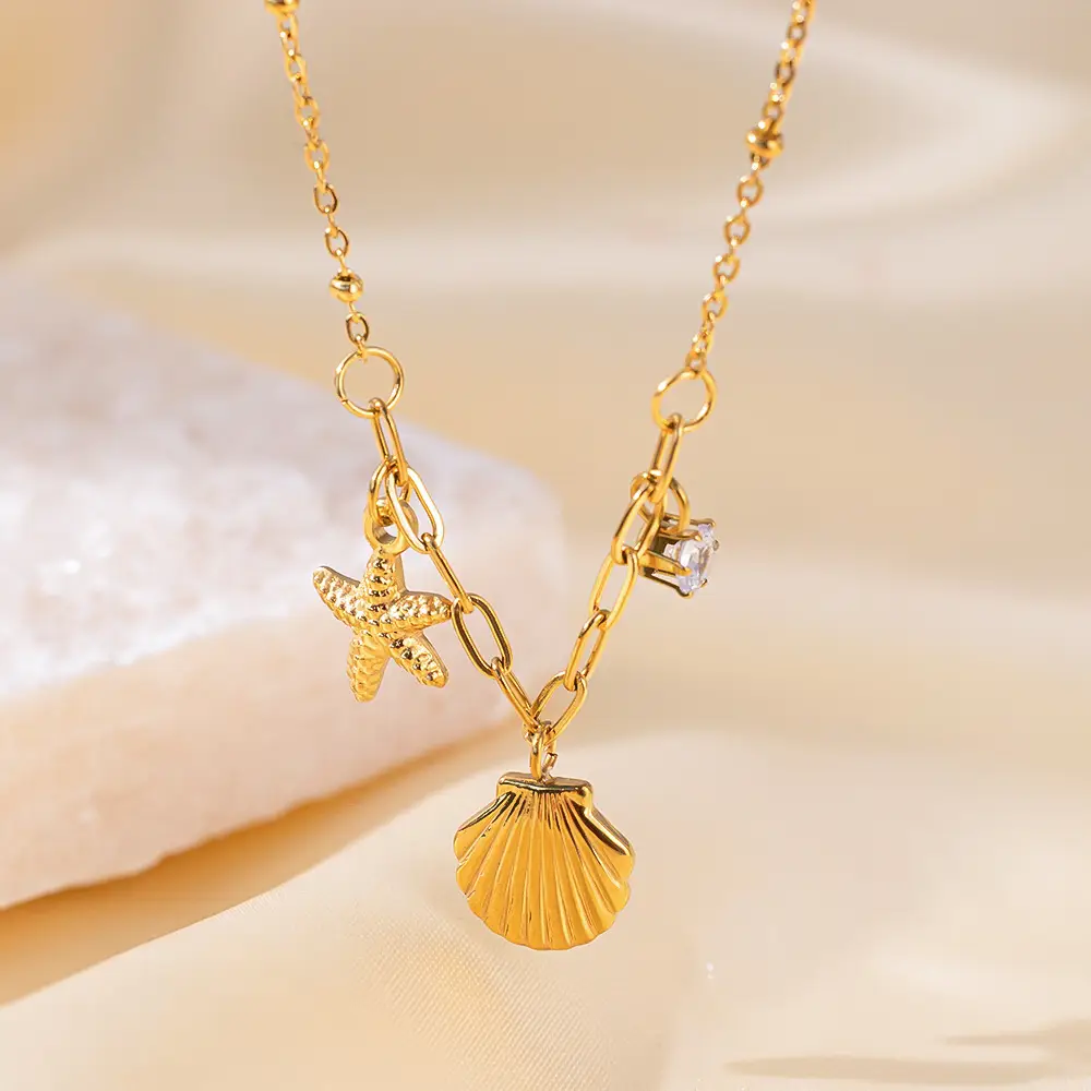 Cross-Border Starfish Shell Necklace for Women 18K Gold — feature 5