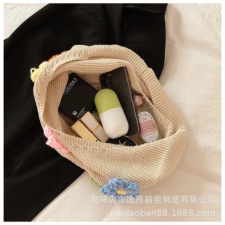 Women's Handmade Floral Yarn Shoulder Bag Large Capacity — feature 16