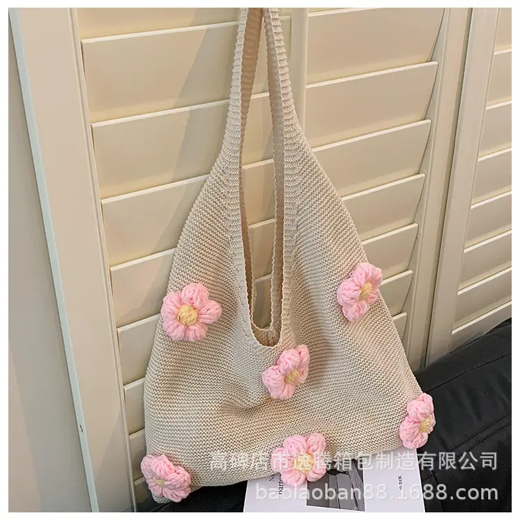 Women's Handmade Floral Yarn Shoulder Bag Large Capacity — feature 21