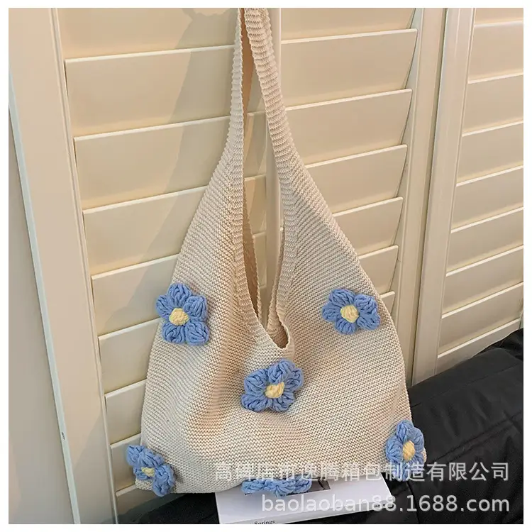 Women's Handmade Floral Yarn Shoulder Bag Large Capacity — feature 24