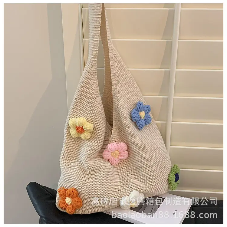 Women's Handmade Floral Yarn Shoulder Bag Large Capacity — feature 27