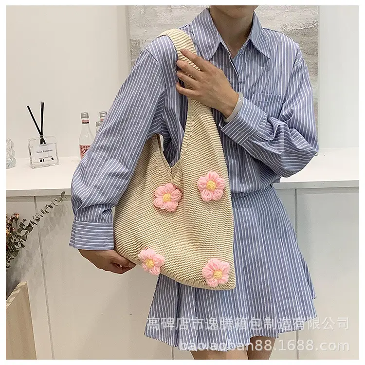 Women's Handmade Floral Yarn Shoulder Bag Large Capacity — feature 29
