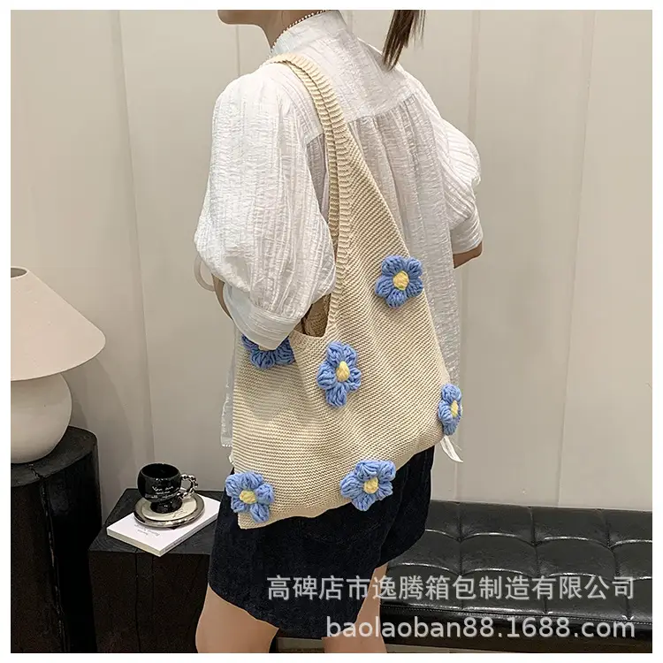 Women's Handmade Floral Yarn Shoulder Bag Large Capacity — feature 32
