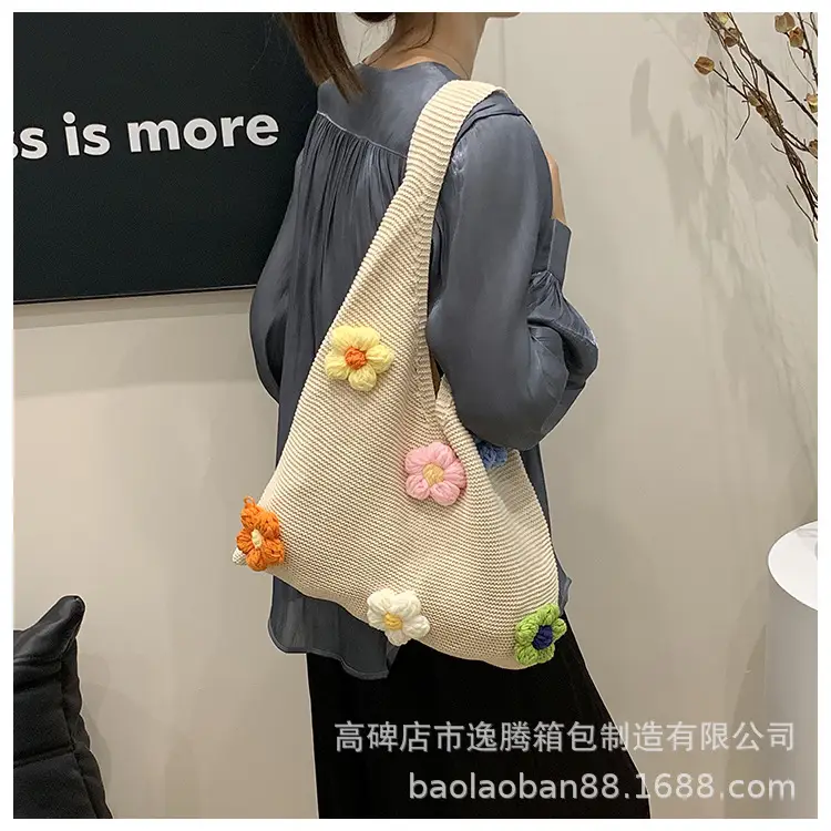 Women's Handmade Floral Yarn Shoulder Bag Large Capacity — feature 36
