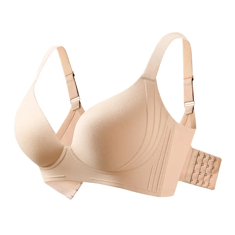Original plus size Underwear Women's Big Chest Shown Small Lending and Tucked-up Auxilary Breast Anti-expansion Thin Text Bra European and American Cross-border