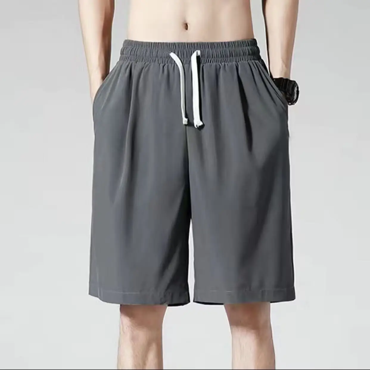 Men's Blue Ice Silk Summer Shorts Quick Drying - Image 2