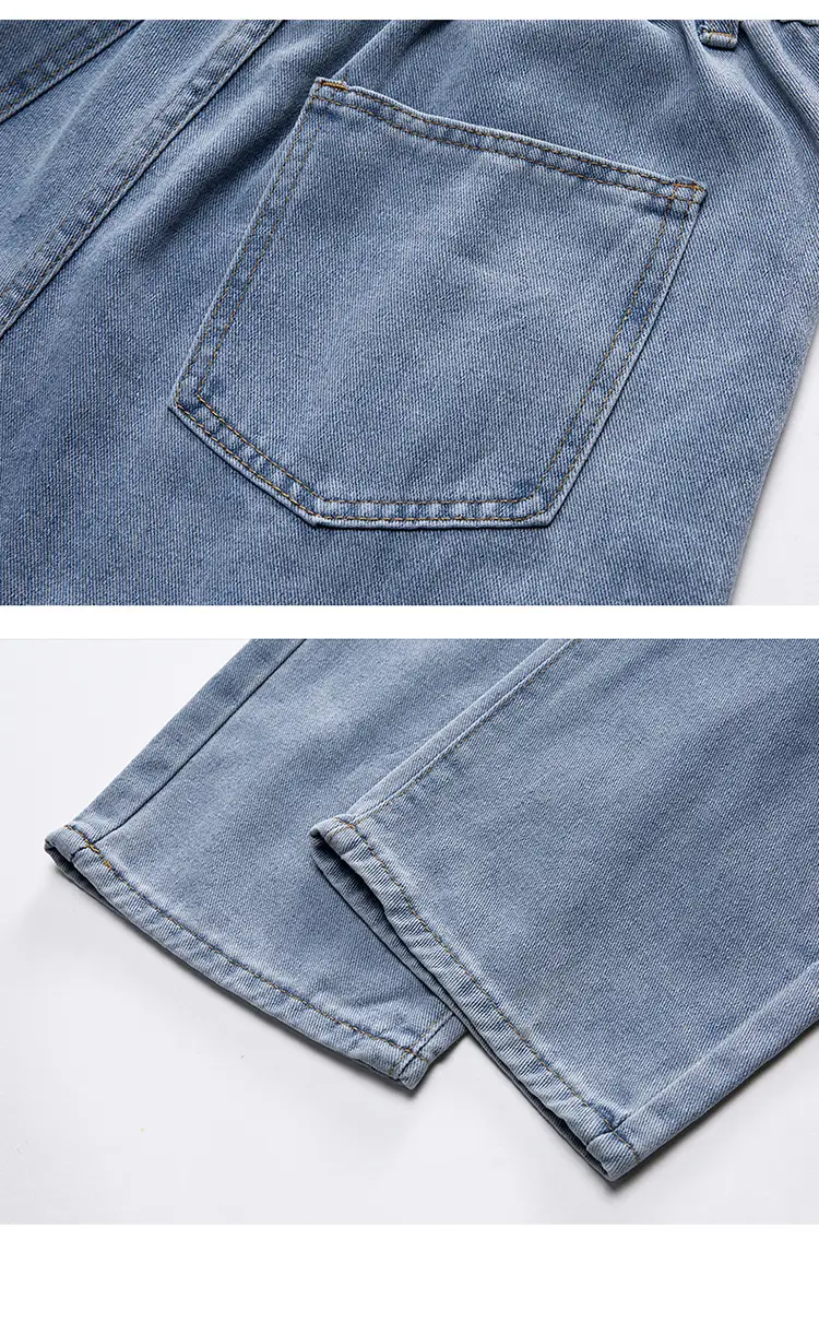 Men's Dark Blue Wide Leg Jeans High End Street Fashion — feature 17