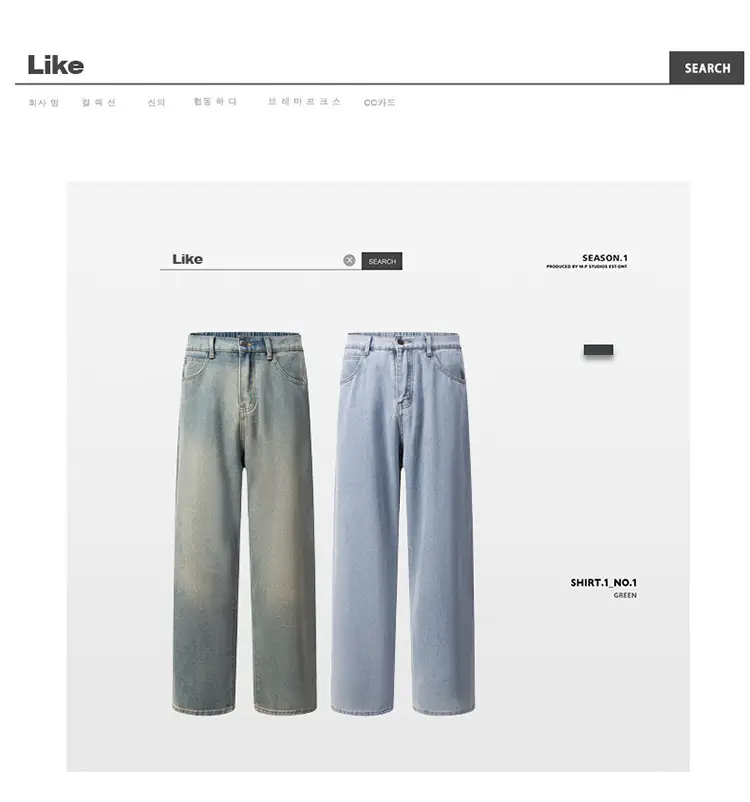 Men's Dark Blue Wide Leg Jeans High End Street Fashion — feature 3