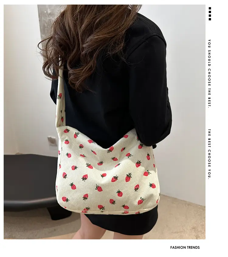 Strawberry Print Casual Tote Bag for Women — feature 2