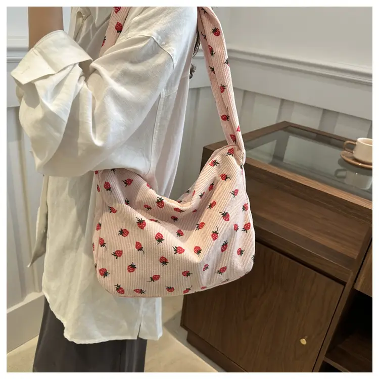 Strawberry Print Casual Tote Bag for Women — feature 24