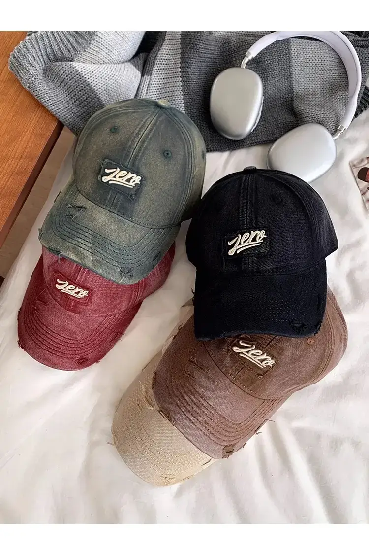 Women's Red Embroidered Baseball Cap with Sunshade — feature 14