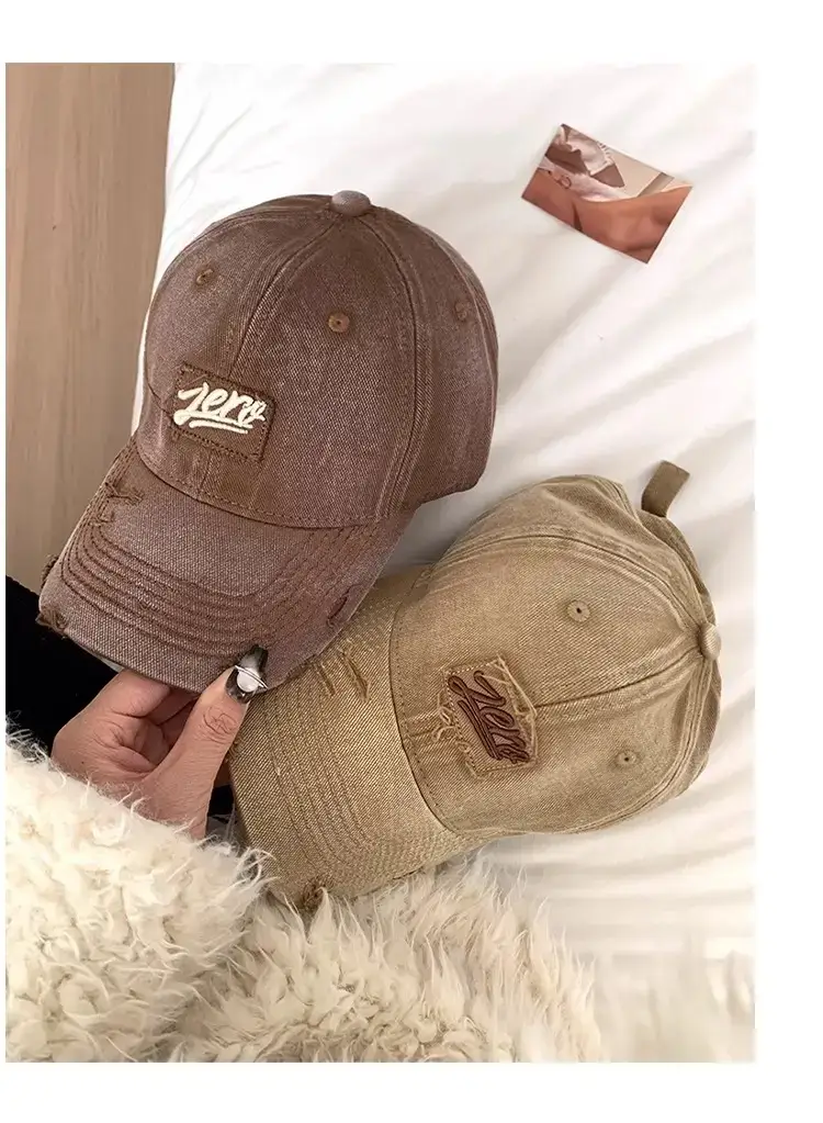 Women's Red Embroidered Baseball Cap with Sunshade — feature 15