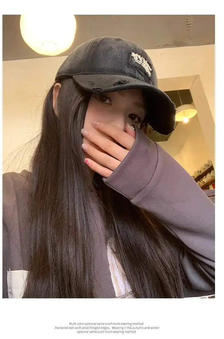 Women's Red Embroidered Baseball Cap with Sunshade — feature 9
