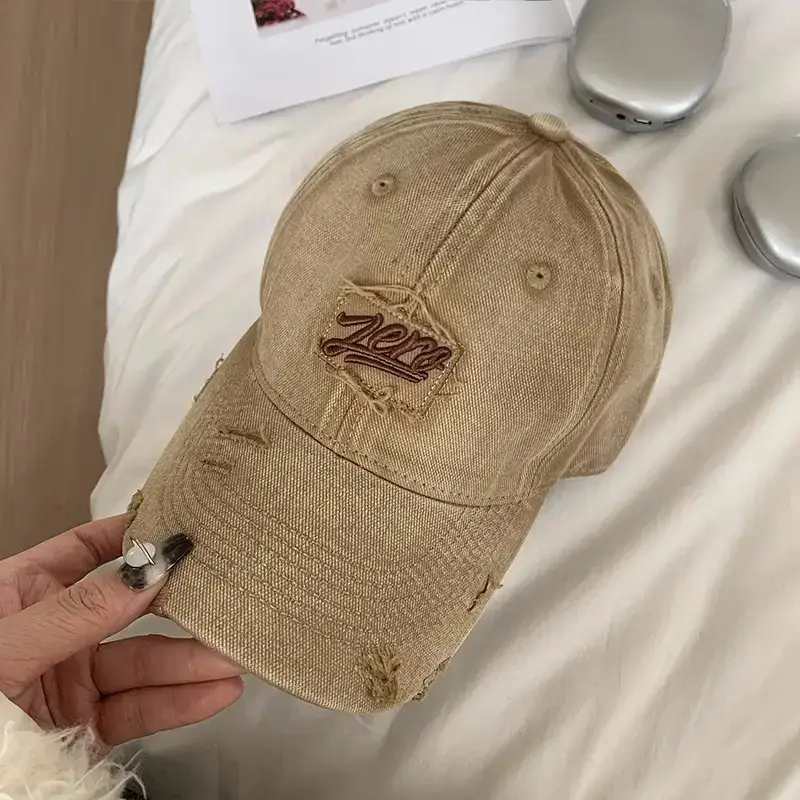 Women's Red Embroidered Baseball Cap with Sunshade - Image 2