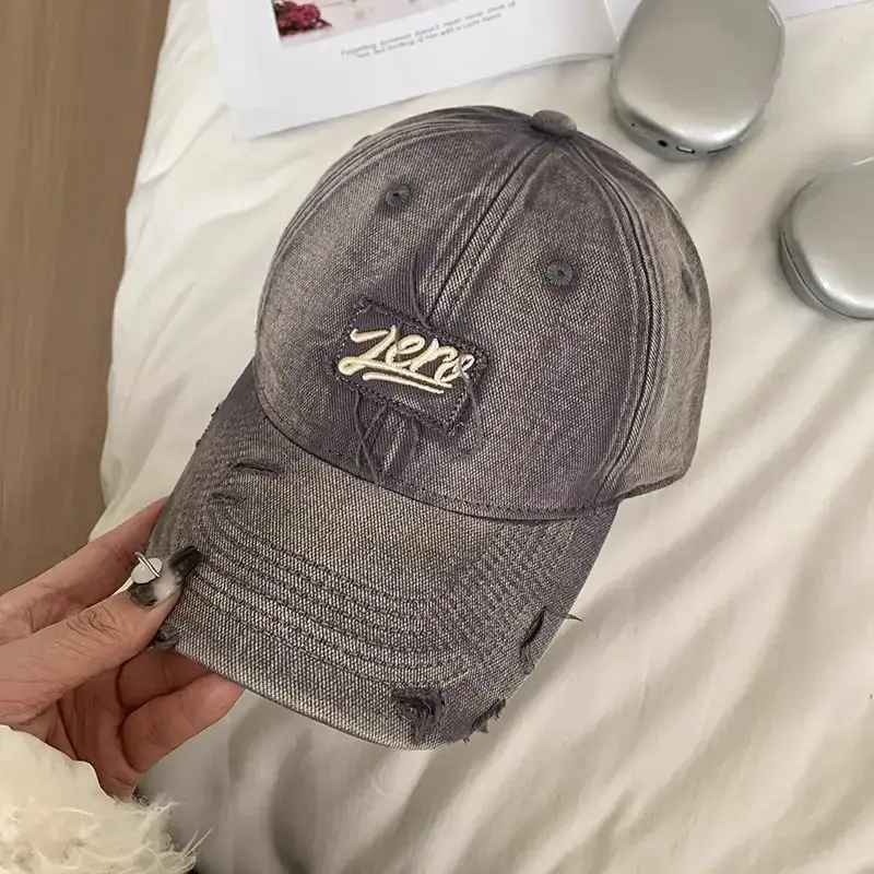 Women's Red Embroidered Baseball Cap with Sunshade - Image 4