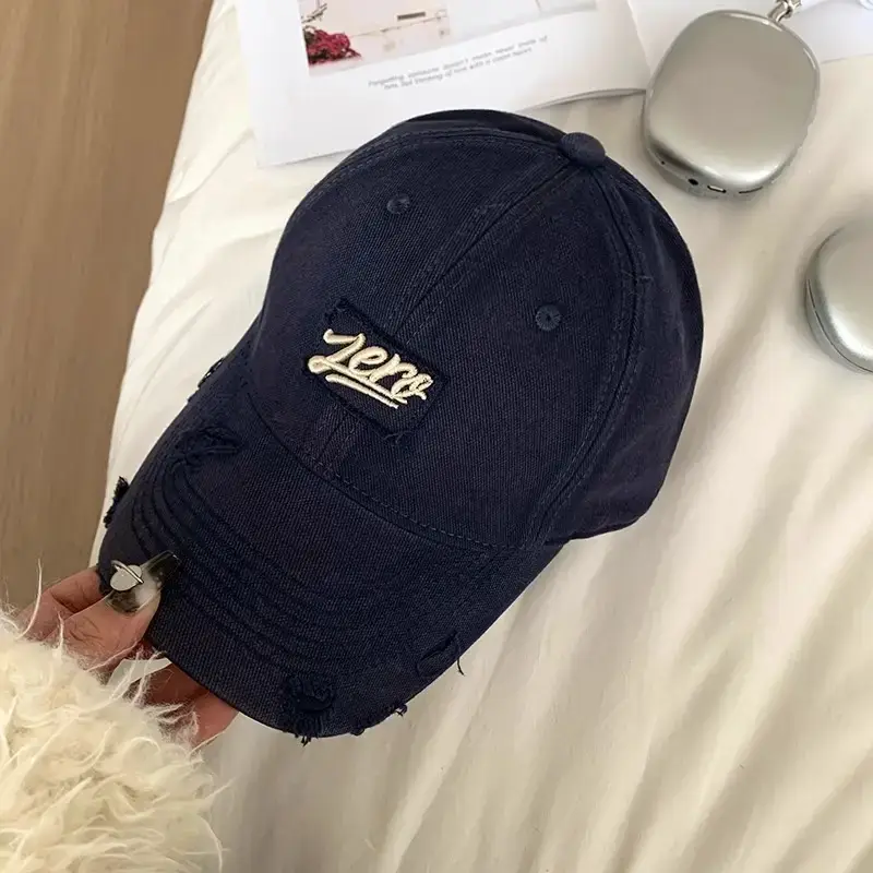 Women's Red Embroidered Baseball Cap with Sunshade - Image 7