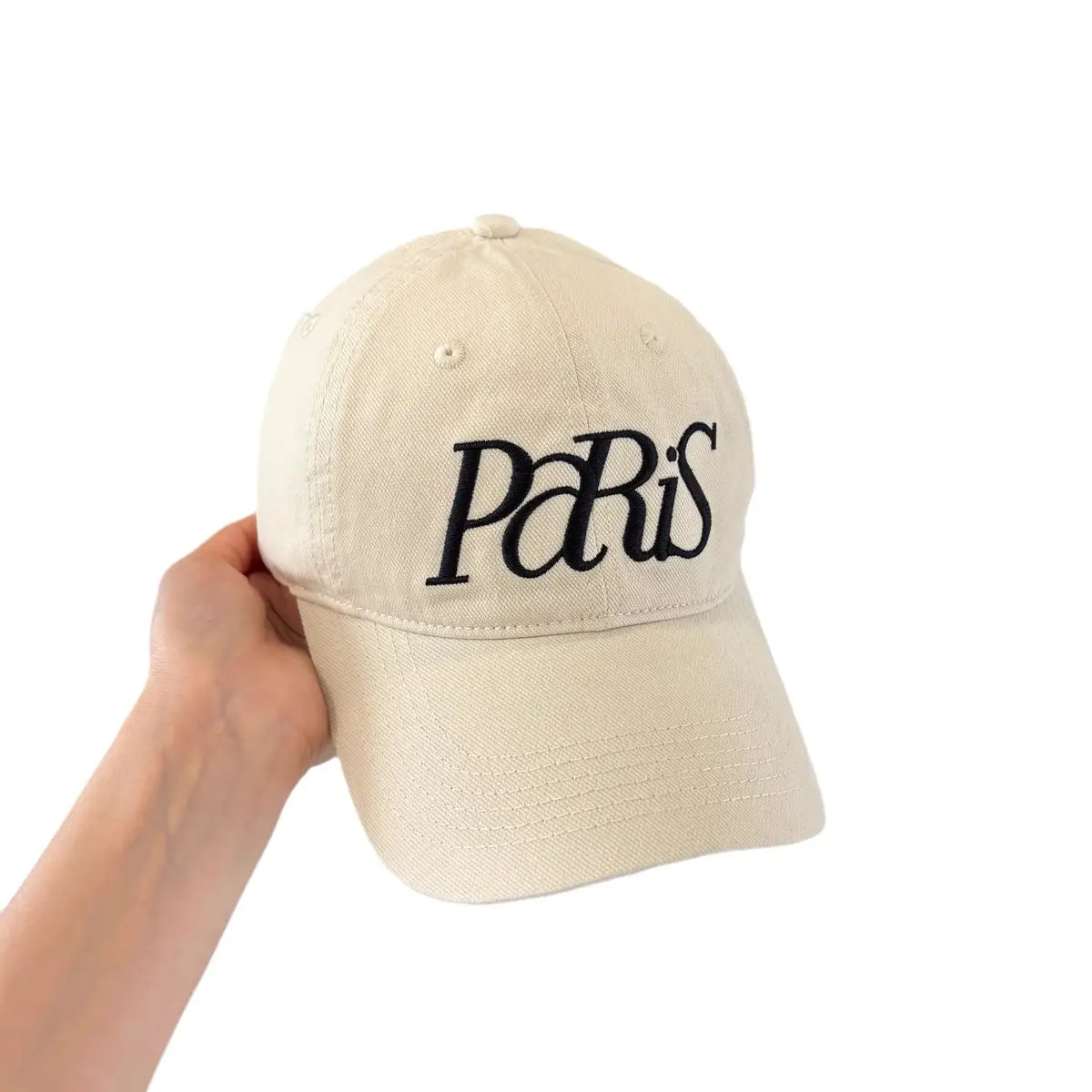 Paris Embroidered Beige Baseball Cap for Men Women - Image 9