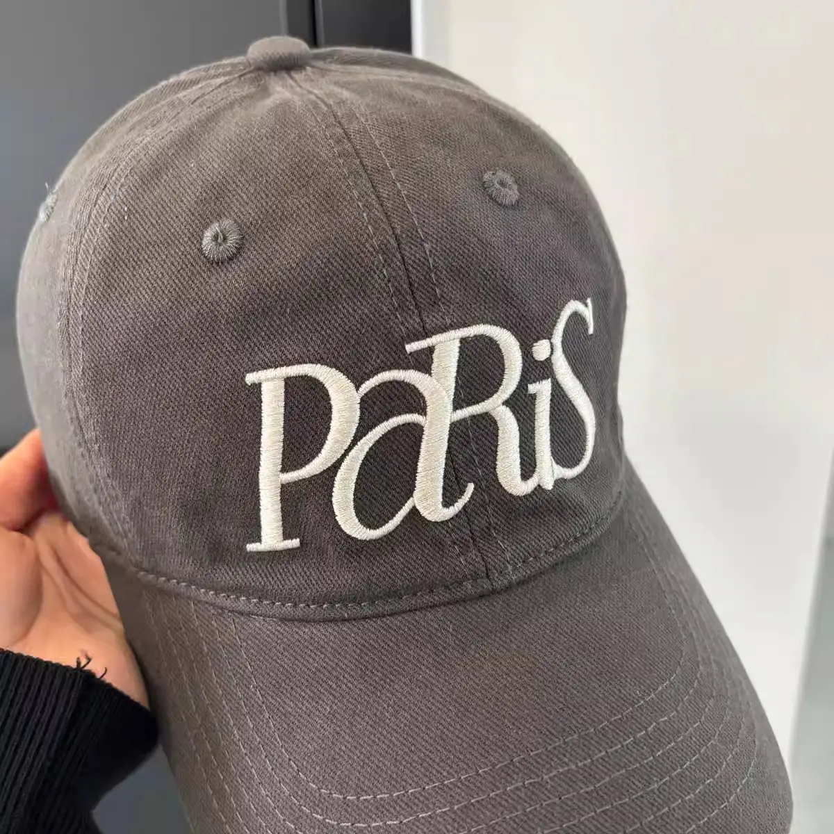 Paris Embroidered Beige Baseball Cap for Men Women — feature 9