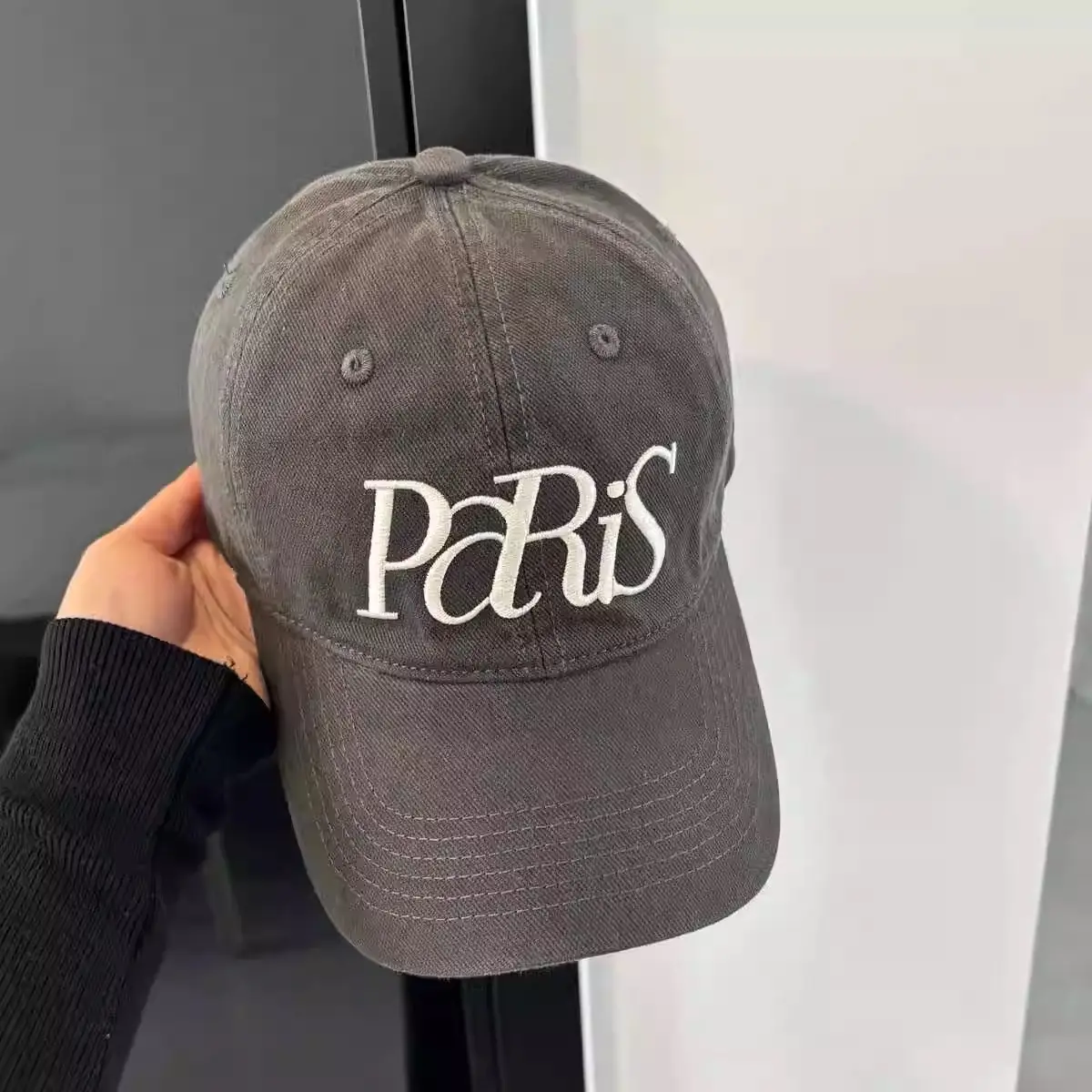 Paris Embroidered Beige Baseball Cap for Men Women - Image 2