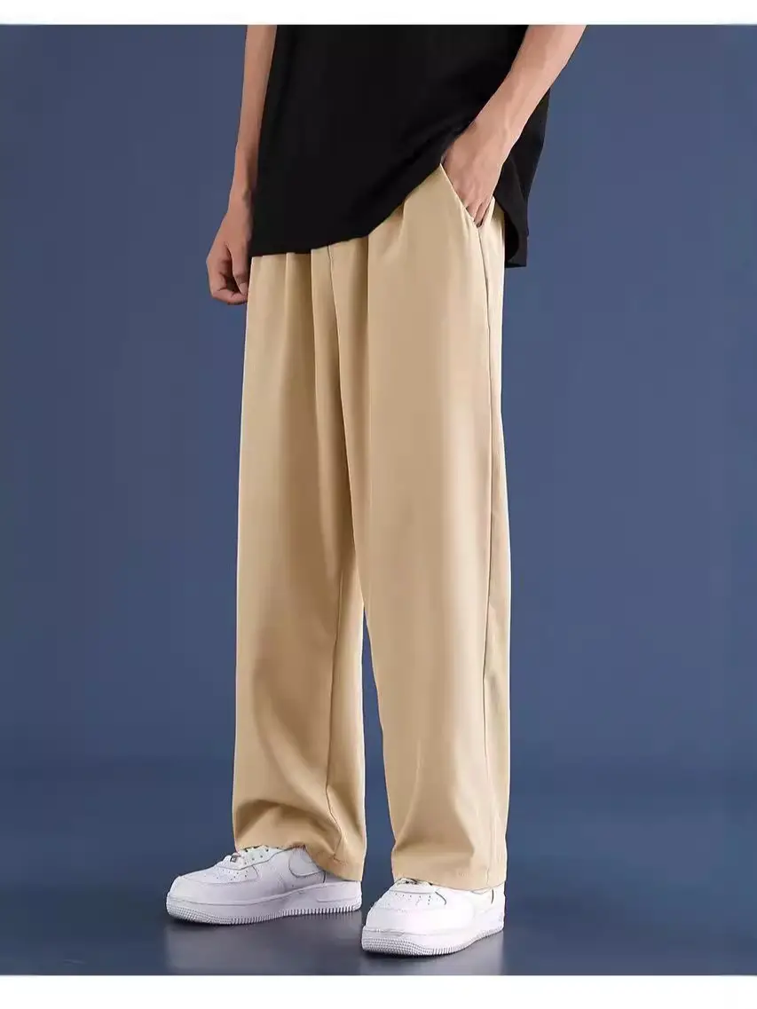 Men's Thin Ice Silk Pants Summer Loose Straight Casual Pants