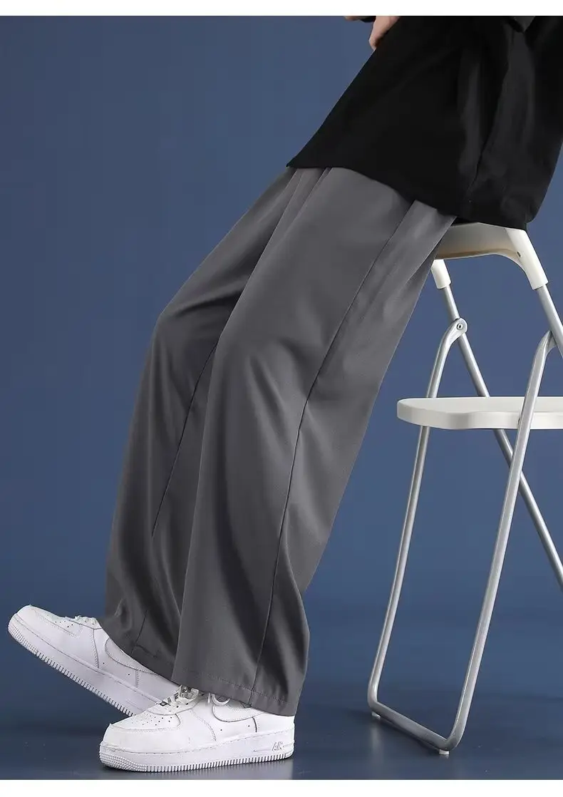 Men's Thin Ice Silk Pants Summer Loose Straight Casual Pants — feature 34