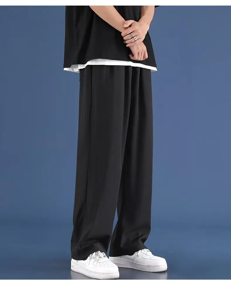 Men's Thin Ice Silk Pants Summer Loose Straight Casual Pants — feature 38
