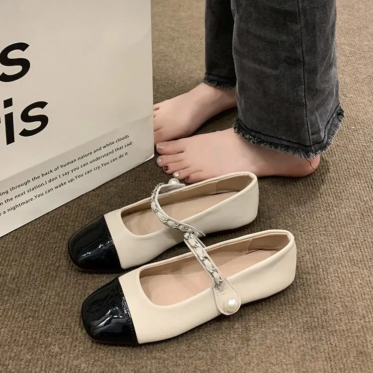 Mary Jane Women's Pearl Buckle Flat Shoes Autumn 2024 - Image 2
