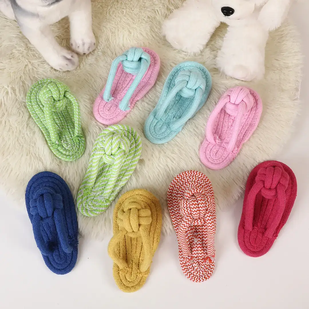 Manufacturer Wholesale Pet Cotton Rope Slippers for Large and Small Dogs, Anti-Tear, Durable, Chew-Resistant, Teeth-Cleaning Cotton Rope Knot Toys for Dogs