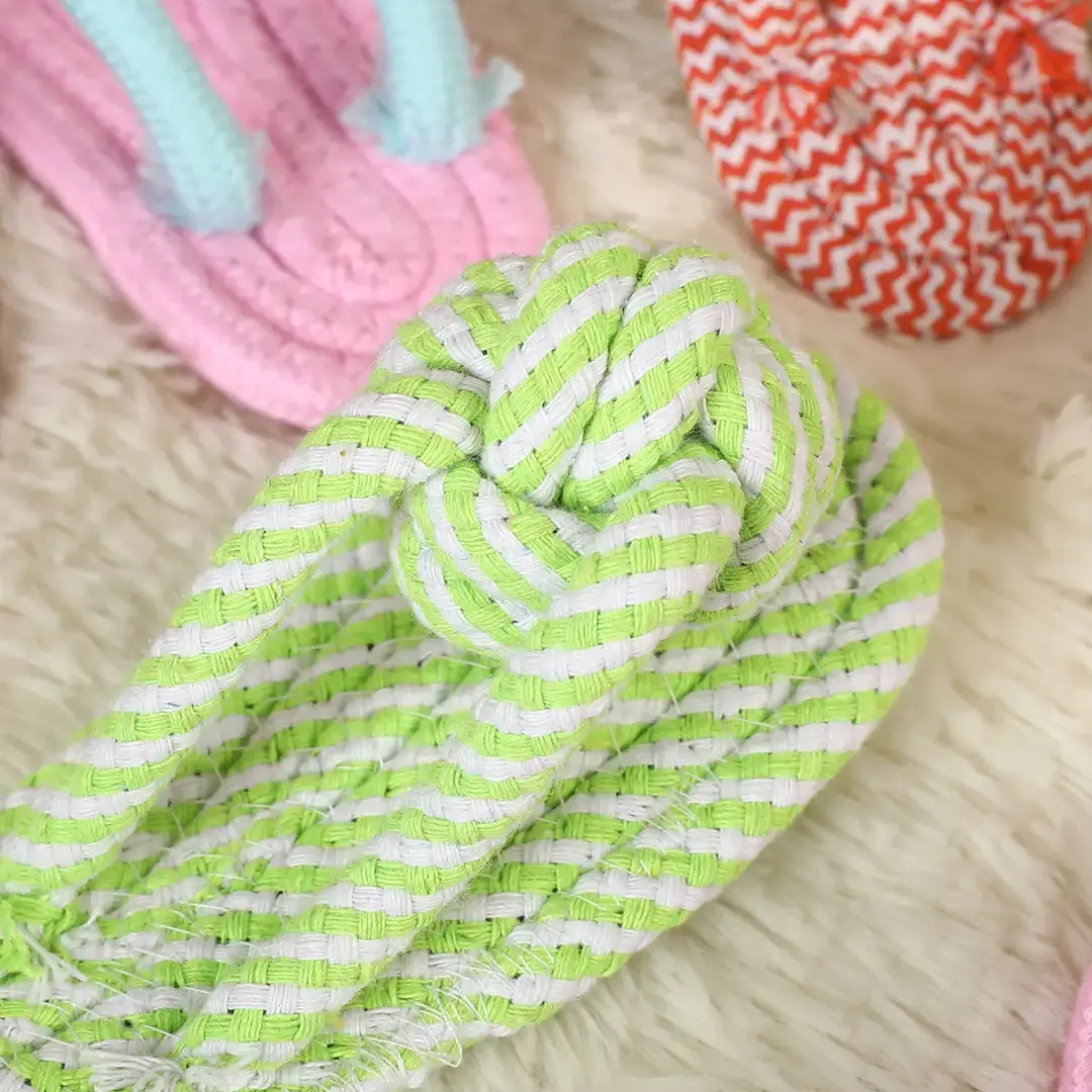 Manufacturer Wholesale Pet Cotton Rope Slippers for Large and Small Dogs, Anti-Tear, Durable, Chew-Resistant, Teeth-Cleaning Cotton Rope Knot Toys for Dogs