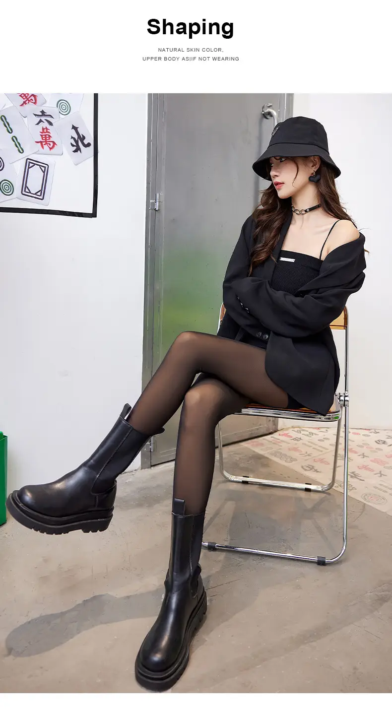 Black Translucent Skin Bare Leg Artifact Women's Autumn and Winter Fake Translucent Pantyhose One-Piece Black Stockings Fleece-Lined Thickeneded Leggings Wholesale — feature 10