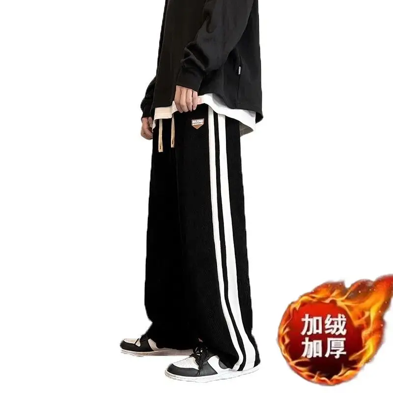 Men's Black Fleece Lined Winter Sports Pants Thickened Warm — feature 18