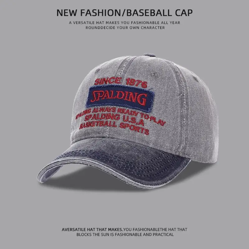 American Denim Baseball Cap Women Retro Wide Brim