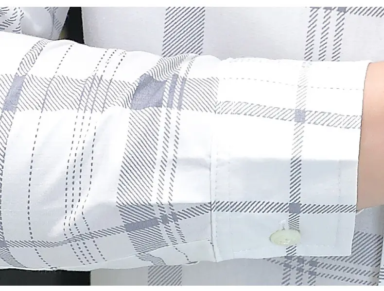 Japanese Style Plaid Long Sleeve Shirt Light Blue White — feature 26