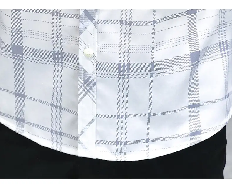 Japanese Style Plaid Long Sleeve Shirt Light Blue White — feature 27