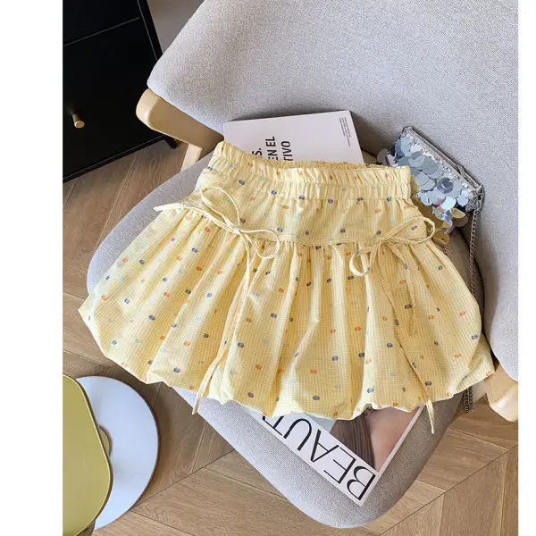 Women's Yellow Printed High Waist Skirt Set - Image 3