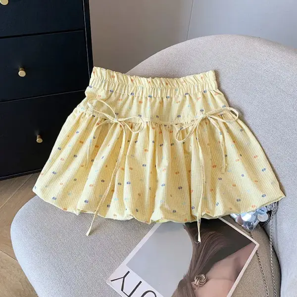 Women's Yellow Printed High Waist Skirt Set - Image 4